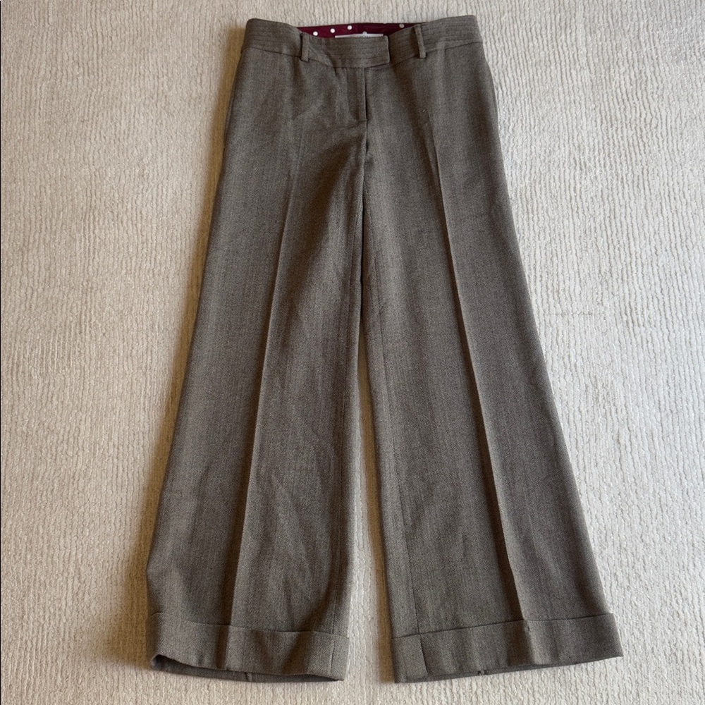 DIANE VON FURSTENBERG Kathlene Brown Wide-Leg Trousers Pants size 4